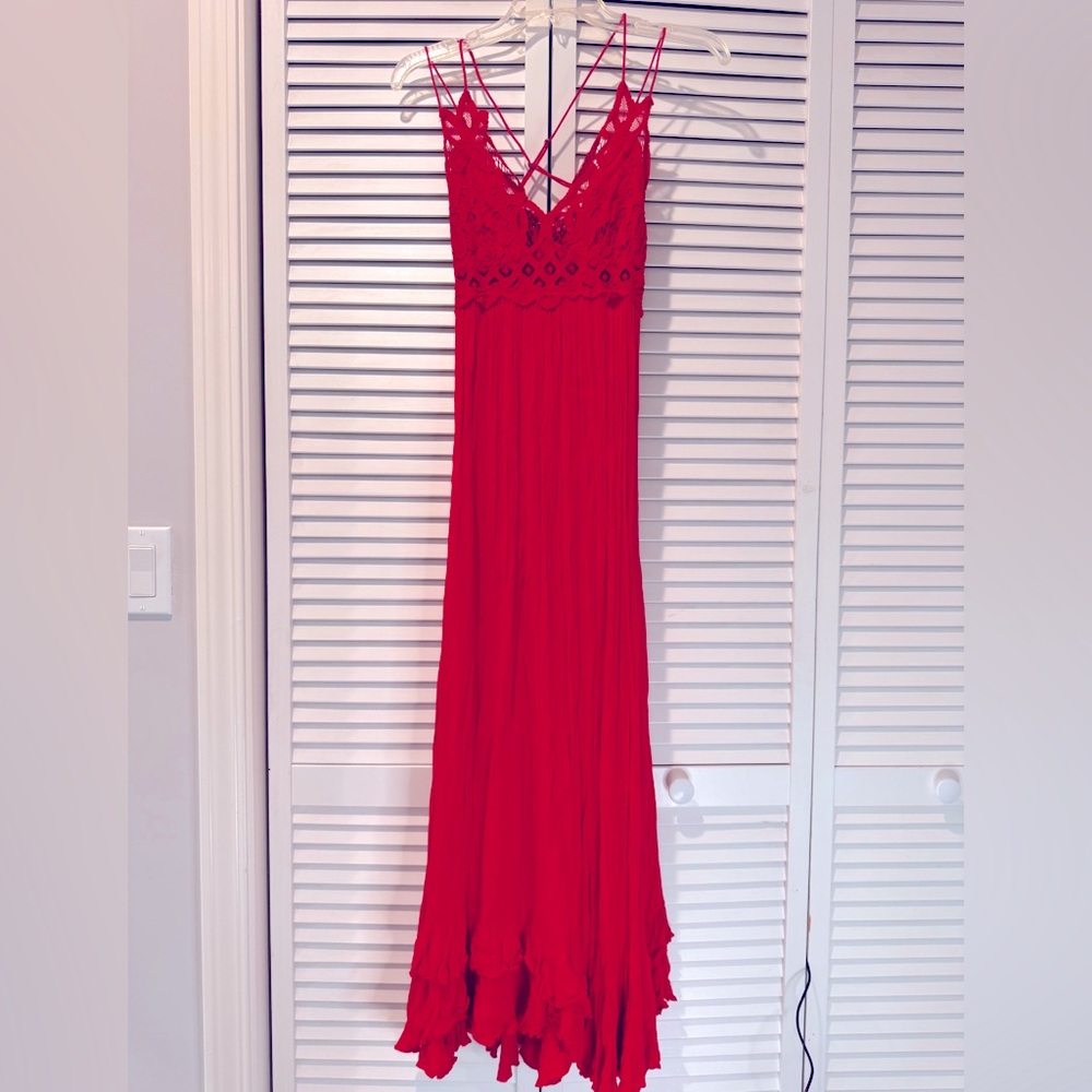 Free People Red One Adella Maxi Dress